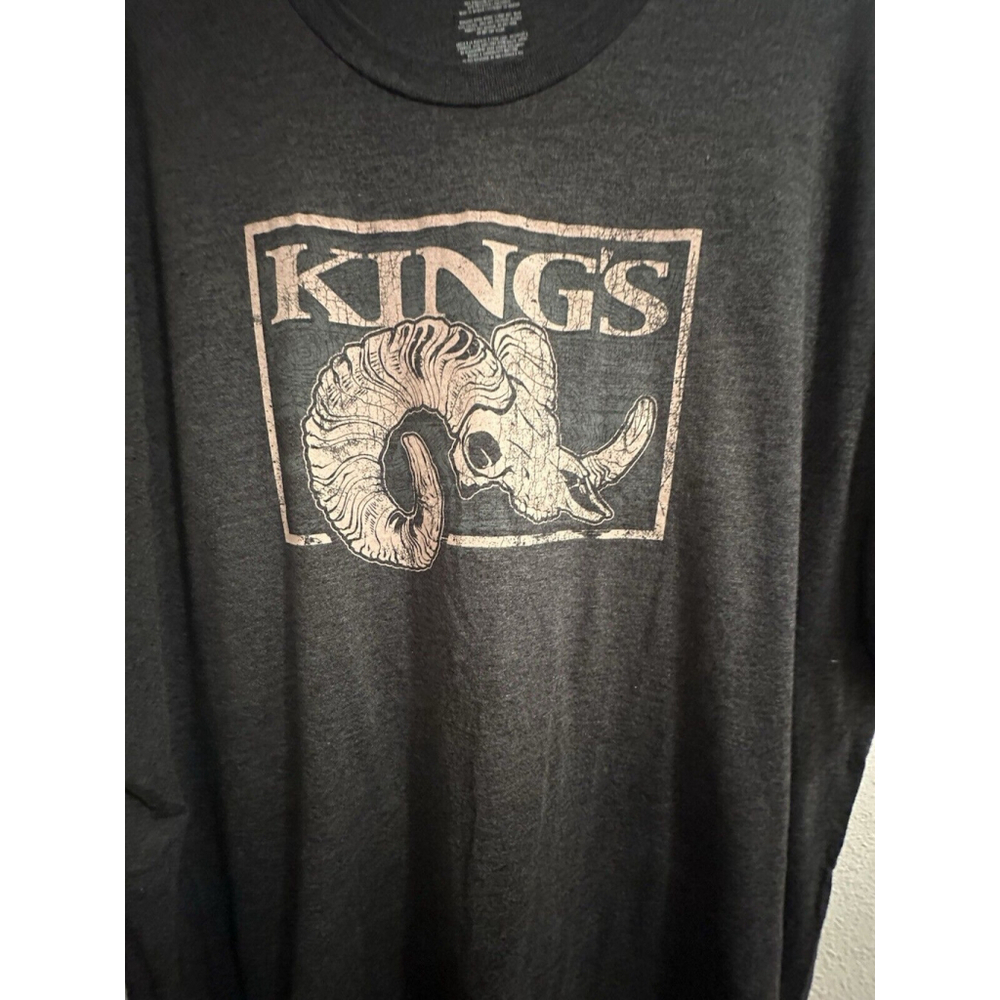 KINGS Mens T-Shirt Gray XXXL / 3X Mountain Goat Skull Horns Ram Short Sleeves - Picture 6 of 14